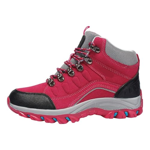 Wanderschuhe Damen Trekkingschuhe Stiefeletten Bergschuhe Outdoor Schuhe Sneaker Wanderstiefel Outdoorschuhe Trekking-Schuhe Wanderhalbschuhe Atmungsaktive Bequeme Damenstiefel (Red, 36)