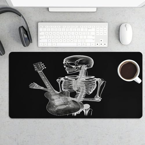 Alfombrilla para escritorio con diseño abstracto de esqueleto y guitarra miniatura 5