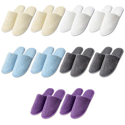 Pantoufles d'hôtel lot de 10 paires de chaussons en tissu éponge pour invités multicolores
