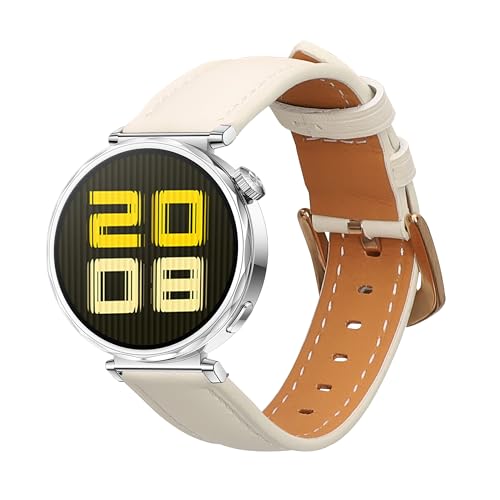 kwmobile leren horlogebandje compatibel met Huawei Watch GT5 41mm / GT5 Pro 42mm / Watch GT4 41mm polsband - Bandje voor activity tracker in wit/bruin