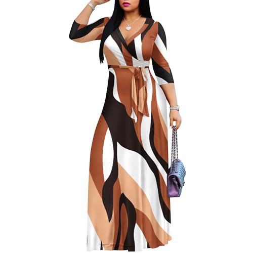 Image of FANDEE Plus Size Maxi Dress for Women Casual Summer Sundress V-Neck 3 /4 Sleeve