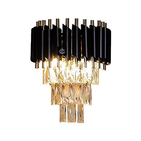 Led Crystal Black Gold Metal Wall Light -, 10 Watts, Circular Shape