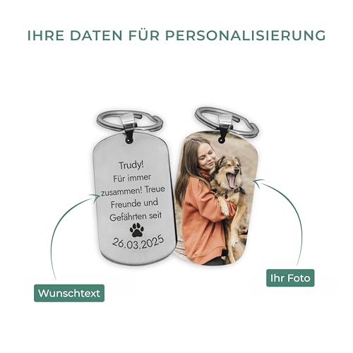 LAUBLUST Personalisierter Schlüsselanhänger mit Foto & Widmung als Personalisiertes Geschenk für Tierbesitzer ink. Geschenkbox - Personalisierte Geschenke für Hundebesitzer & Katzenbesitzer, Haustiere