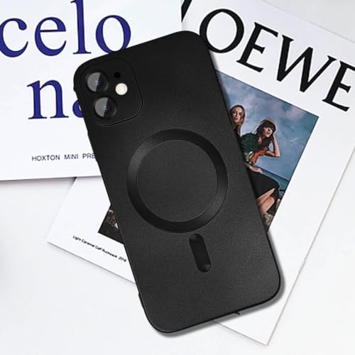 Image of DIZORO Magnetic Case for iPhone 12 Cover [Compatible with MagSafe][Built-in Camera Lens Protector] Slim Soft Silicone Bumper Shockproof Metallic Luster Back Cover Phone Cases (Black)