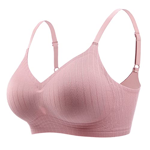 Tuozone Wireless Push Up Bra For Women Silicone Soft Support Seamless Adjustable Comfortable Wire Free Bralette (L(32D,34A,34B,34C), Pink) #TOP20