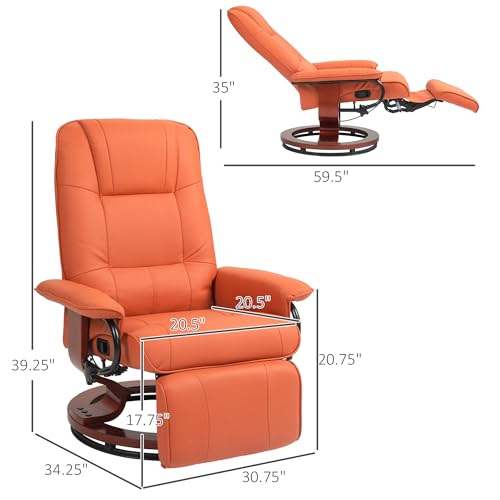 image for HOMCOM Faux Leather Manual Recliner, Adjustable Swivel Lounge Chair wi
