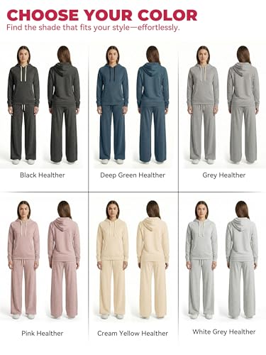 Showitty Women's 2 Piece Lounge Set Hoodie Wide Leg Pants Airport Travel - image 5