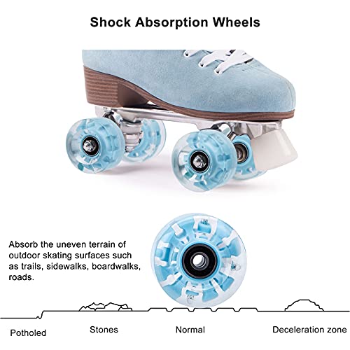 Nonmon Roller Skate Wheels 58Mm, Set Of 4 Wheels With Bearings Installed Luminous Quad Light Up Wheels For Double Row Skating And Skateboard #TOP3