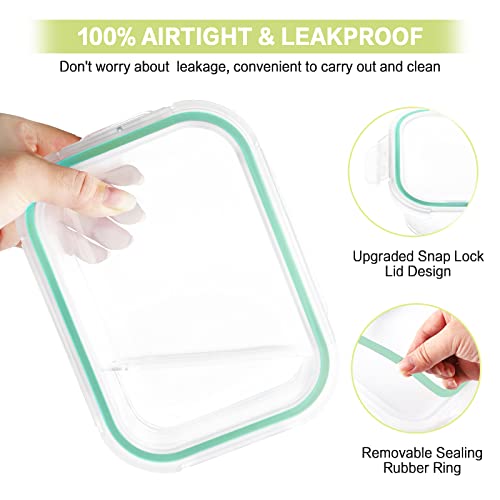 Bayco 10 Pack Glass Meal Prep Containers, Glass Food Storage Containers With Lids, Airtight Glass Lunch Bento Boxes, Bpa-Free & Leak Proof (10 Lids & 10 Containers) #TOP2