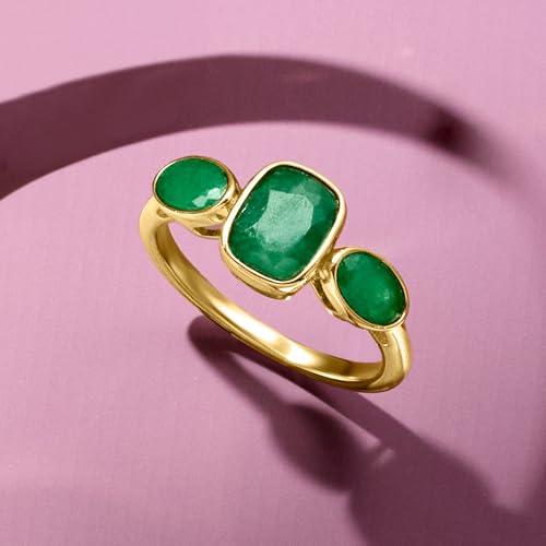 Ross-Simons 2.80 ct. t.w. Emerald 3-Stone Ring in 18kt Gold Over Sterling4