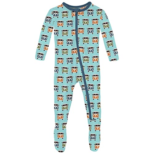 Image of KicKee Print Footie with Zipper, Super Soft One-Piece Jammies, Sleepwear for Babies and Kids, Spring 3 Vintage