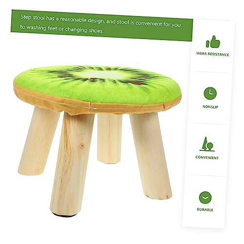 Taburete de madera maciza con estampado de frutas exclusivo y cojín de esponja PRETYZOOM 4