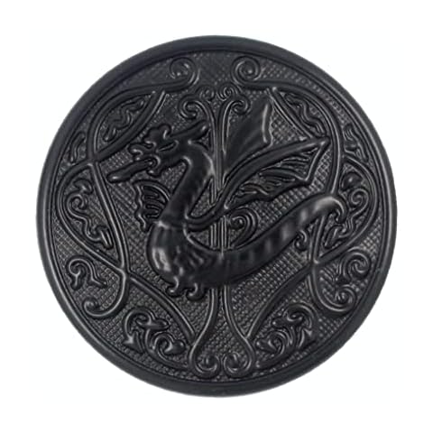 Bezelry 10 Pieces Spitfire Celtic Dragon Metal Shank Buttons. 25mm (1 inch) (Matte Black) Cover