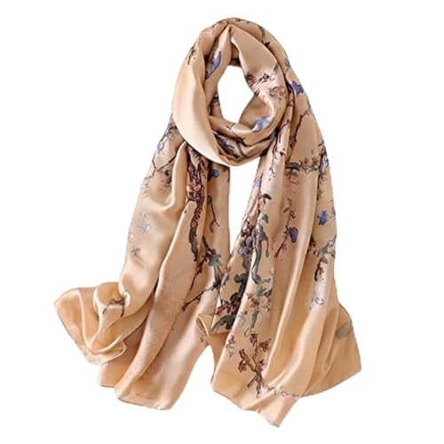 Image of Floral Printed Silk stole | silk Scarf for Women | stylish silk stole for women | Soft Lightweight Stole, Shawl & Neck Wrap | Scarf for Wedding, Party, Travel & Casual Wear
