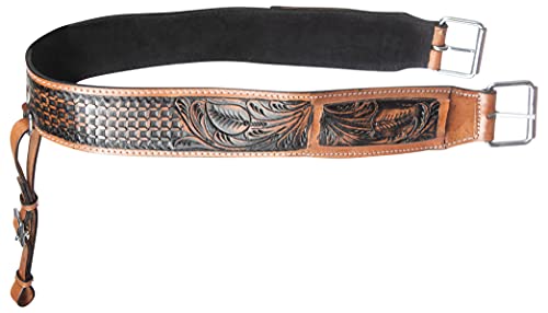 Acerugs Western Leather Basket Weave Tooled Horse Saddle Back Cinch Flank Girth Bucking Strap (Horse)