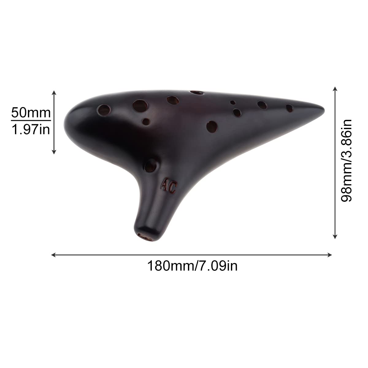 Alto ToneC Ocarina - Flauto in ceramica, 12 fori, per strumenti musicali professionali affumicati