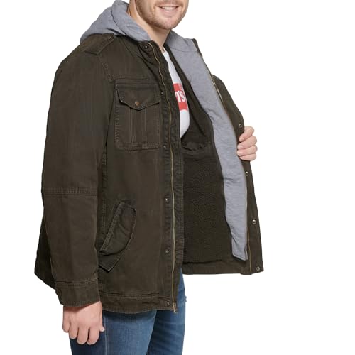 Image of Levi's Men's Washed Cotton Hooded Military Jacket (Regular & Big & Tall Sizes)