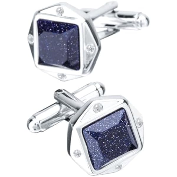 Business Wedding Sandstone Crystal Cufflinks Men'S French Shirt Sleeve Nails(Blue-As Show)