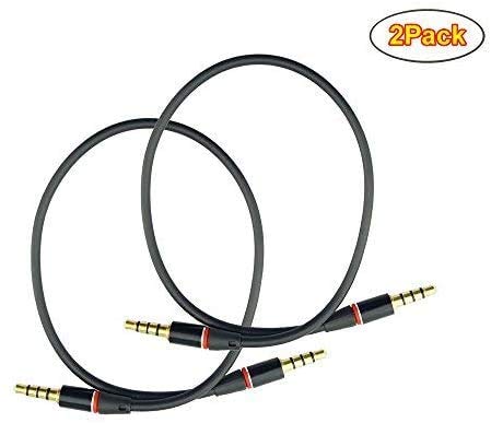 Miniatura 2 de Seadream Paquete de 2 cables de audio estéreo de 10 pulgadas de 4 polos de 0.138 in macho a 0.138 in macho de 0.138 in para Beats Dr. Dre Studio