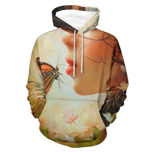Sweat Fille aux Fleurs et Papillon Hoodie Confortable contre le Froid Automnal S
