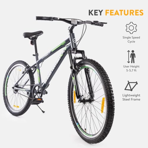 Image of Urban Terrain Zion Steel Cycle /Bicycle MTB 26 inch Single Speed Bike with Front Suspension Bicycle for Men /Boys Mountain Bike | Ideal for 13+ Years, Frame Size : 18 inch (Green)