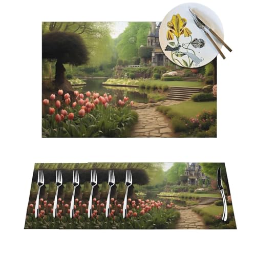 Sets de table en PVC lavables pour repas en intérieur et extérieur pack de 4 tapis - 2