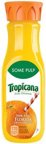TROPICANA ORANGE JUICE PURE PREMIUM SOME PULP 12 OZ PACK OF 5