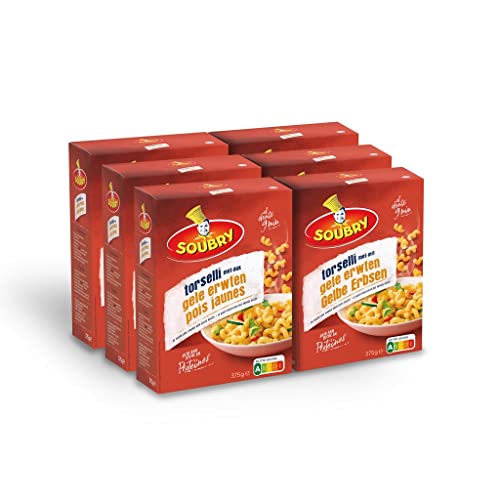 SOUBRY Al Dente gelben Erbsen Torselli, Torselli Nudeln aus gelben Erbsen, reich an Protein, Nudeln aus Hülsenfrüchten als Großpackung, Nudeln jeden Tag, 6er Pack, Erbsennudeln (6 x 375g) Cover