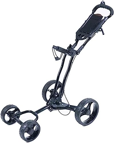 WaiDXn 4 Wheel Folding Golf Push Cart Golf Trolley Easy Push Pull Golf Cart With Foot Brake/Umbrella Holder/Cup Holder/Scoreboard