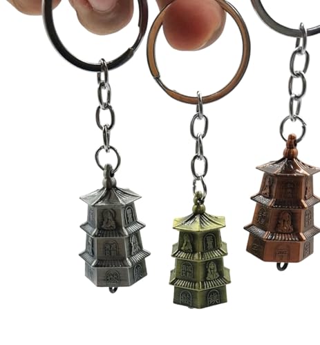 Image of Classic Antique Tibetan Temple Bell Shaped Keyring for Gift Gaurdian bell for Car Bike Bags Metal Key ring Key Chain Bag Charm Gift