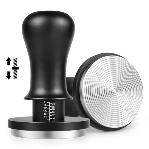 Impugnatura confortevole: la base del pressino da caffè è realizzata in acciaio inossidabile 304, resistente all'usura e alla corrosione, e il manico è realizzato in alluminio, è ergonomico e comodo da tenere. Si prega di non mettere il pressino in lavastoviglie.