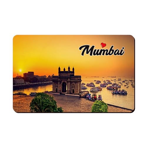 Image of Elegant Fridge Magnet with Themes |Rectangular Size Refrigerator Magnet with Magnetic Rubber Back | Pack of 1, 8.6cm X 5.4cm (Mumbai)