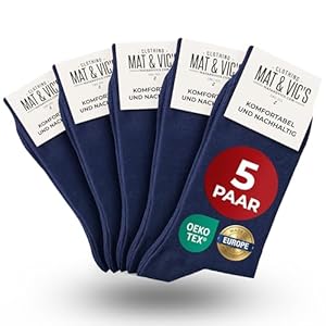 Mat & Vic's Socken Herren 43-46 blau/blue socks men & women - blaue Strümpfe Baumwolle Cotton Classic, 5 Paar, Freizeit, Anzug, Business Socken blau Damen Männer Herrensocken navy dunkelblau