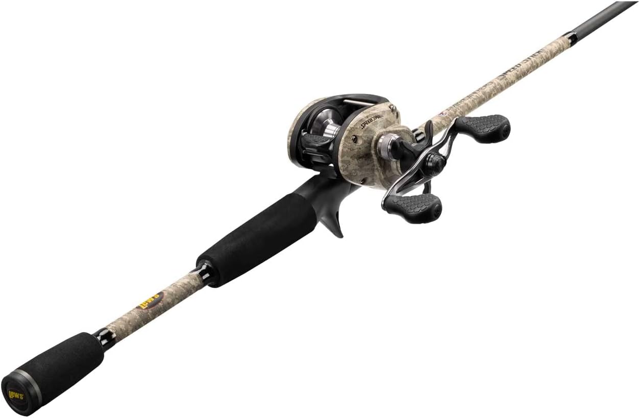 Lew's American Hero Camo Baitcast Reel and Fishing Rod Combo, 1-Piece IM7 Graphite Blank