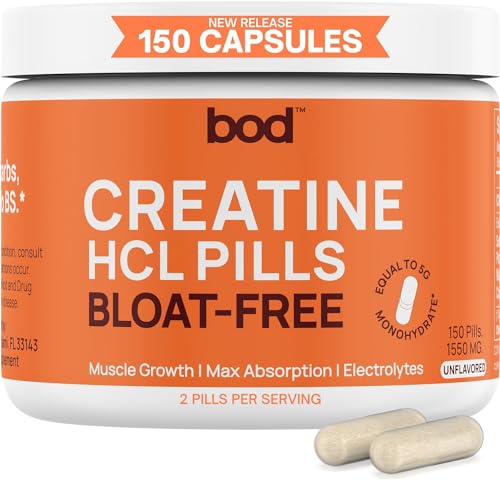 Creatine HCL Pills - Muscle Growth, Endurance, No Bloat, No Load, Not Flavored | Monohydrate Micronized Alternative, Creatine for Women and Men, Vegan, Creatina HCL, 150 Capsules