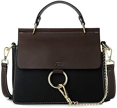 Ophlid Designer Ring Bags for Women, Mini Shoulder Purses Leather Crossbody Bags with Chain (black)