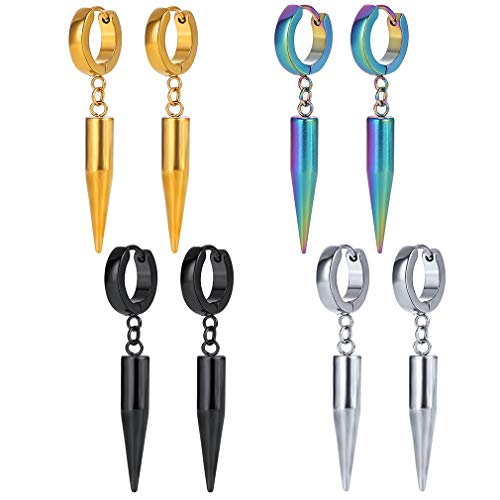 Dangle Earrings For Men Women Stainless Steel Punk Gothic Goth Jewelry Edgy Dagger Spike Drop Huggie Mens Hanging Kpop Earrings