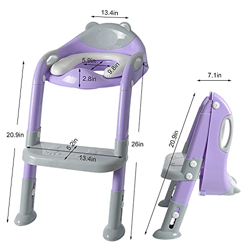 Potty Training Seat Ladder Girls,Toddlers Potty Training Toilet Seat Boys,Kids Potty Seat Potty Chair With Step Stool Fedicelly（Gray/Purple） #TOP4