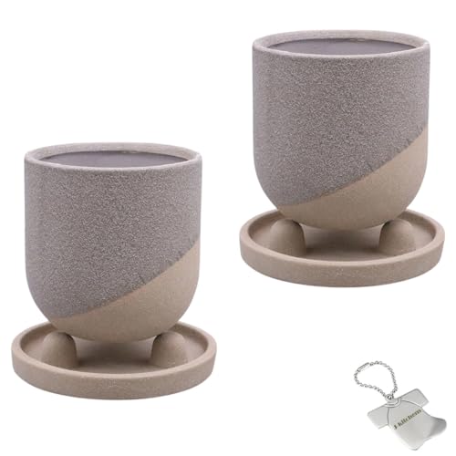 J-kitchens Select 2個入 セット 花瓶 陶器 植木鉢 空焼き デザイン ポット D グレー Φ13xH13cm (オリジナルタグ1個付)No5869