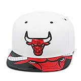 Mitchell & Ness Chicago Bulls Snapback Hat Cap White/Black Foil & Team Logo