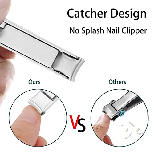 MAYCREATE® Nail Clippers with Nail File Stainless Steel Foldable Nail Cutter with Leather Cover Toenail Clippers Travel Design Cut - Image 4