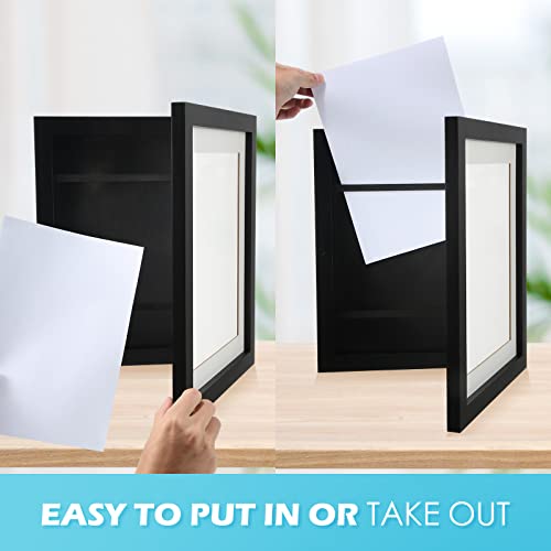 Maitys 4 Pcs 10 X 12.5 In Kids Artwork Picture Frame Art Cabinet Wood Frame With Tempered Acrylic Front Opening Interchangeable Photo Frame For Drawings Paintings Art Projects Schoolwork (Black) #TOP3