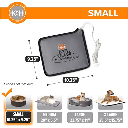 K&H Pet Products Pet Bed Warmer, Turn Any Pet Bed Into a Heated Cat or Dog Bed, Waterproof Indoor Heated Warming Pad Insert, Automatic Temperature, Safety Listed - Small 10.25 X 9.25in Gray by K&H Pet Products - Used condition - Image 2