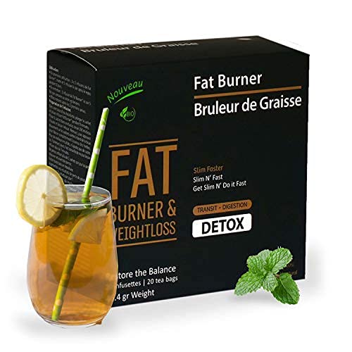Liber-Tea Fat burner detox tea, for weight loss and belly fat, Promotes fat burning. Fat burner for men, Natural, Vegan and Organic fat burner detox tea for men, Detox night tea (20 Pack)