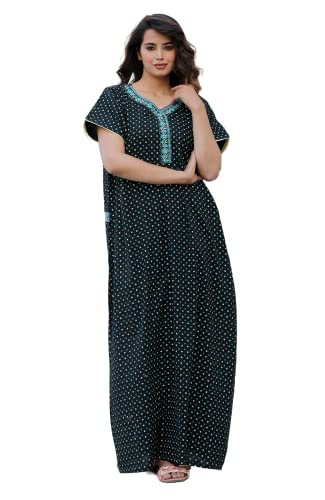 Image of G4Girl Pure Cotton Embroidery Nighty for Women's | Night Gown | Nighty | Nightdress | Maxi | Sleepwear | Jaipuri Nighty | Nighties | Gown