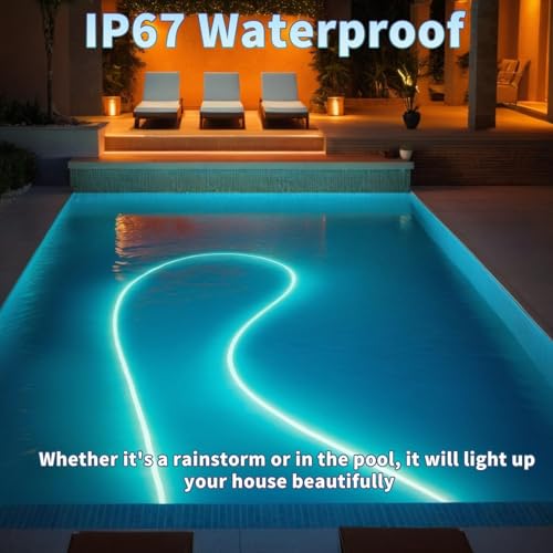 Image of 16.4ft LED Neon Lights, Light Strips with Remote APP Control DIY Design Music Sync, IP67 Waterproof Long Lasting 8000 Hours LED Lights for Bedroom Living Room Holiday Decorations