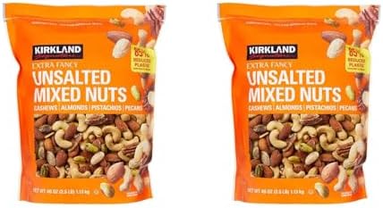 Kirkland Signature QNKDQK Extra Fancy Unsalted Mixed Nuts 2.5 (LB), 2 Pack of 40 Ounce, 99451458768