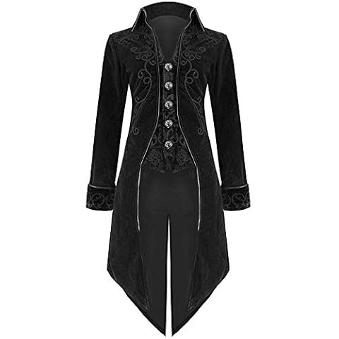 iHENGH Promotion!Fashion Mens Tailcoat Jacket Goth Steampunk Uniform Costume Praty Outwear Coat(Black,3XL) Cover