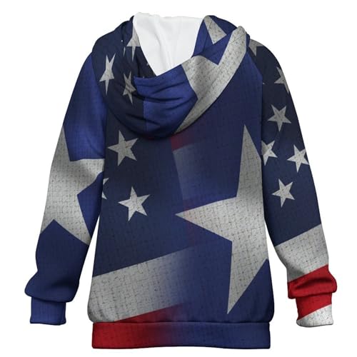 Usa And Puerto Rico FlagsChildren's Raglan Sleeve Hoodie, Suitable for Home And Outdoor Use12-13Y2