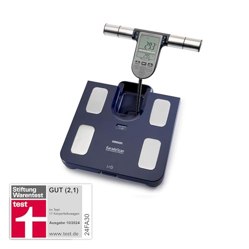 OMRON BF511 Personenwaage: Körperfettwaage mit Körperfett und Muskelmasse - 8-Sensoren mit Hand zu Fuß Messung, bis 150 kg, für Erwachsene und Kinder ab 6 Jahren.